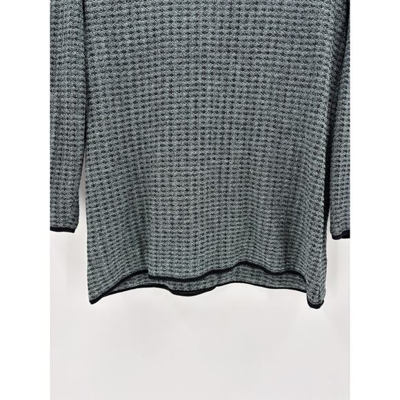 Exclusively Misook Knit Sweater Jacket Womens Large Blue Black Full Zip Cardigan - Picture 12 of 16